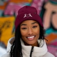 thumbnail image 4 of Dalix Heart of Bones Embroidered Beanie Hat Knit Cap Cold Weather Womens in Maroon, 4 of 5