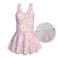 thumbnail image 5 of Xixirimido Daisy Flower Print Girls One Piece Swimsuits with Skirt Sleeveless Swim Dress Modest Skirted Swimwear with Built-in Shorts UPF 50+ Bathing Suit, Pink, 5-6 Years, 5 of 7