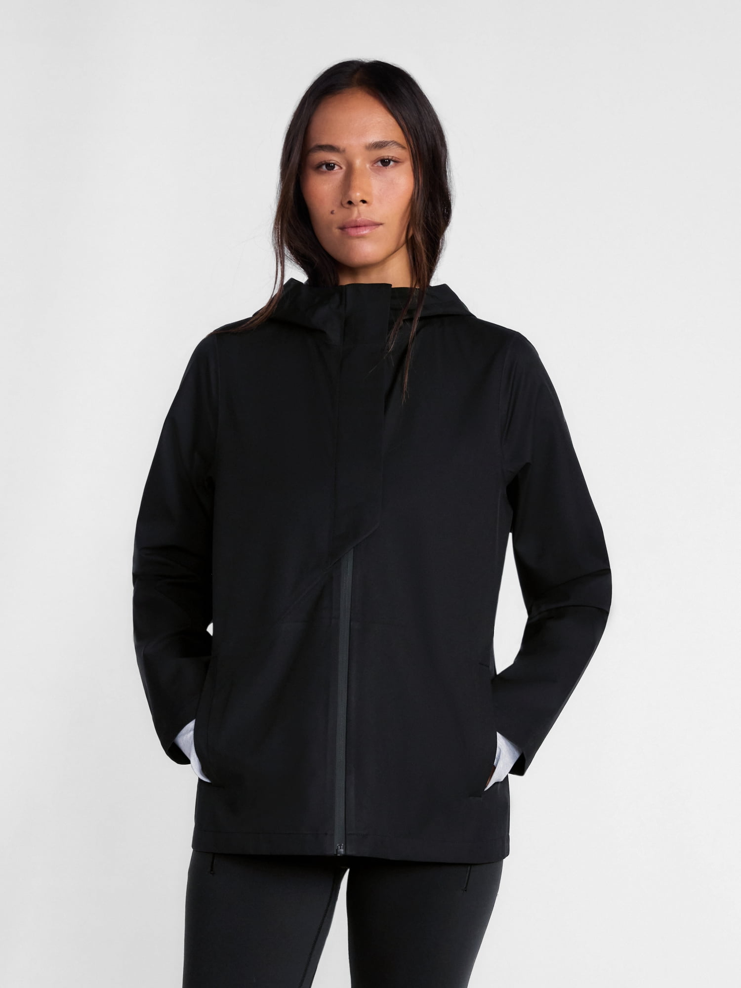 Ozark Trail Women's and Women's Plus Asymmetrical Zip Rain Jacket, Sizes XS-3X