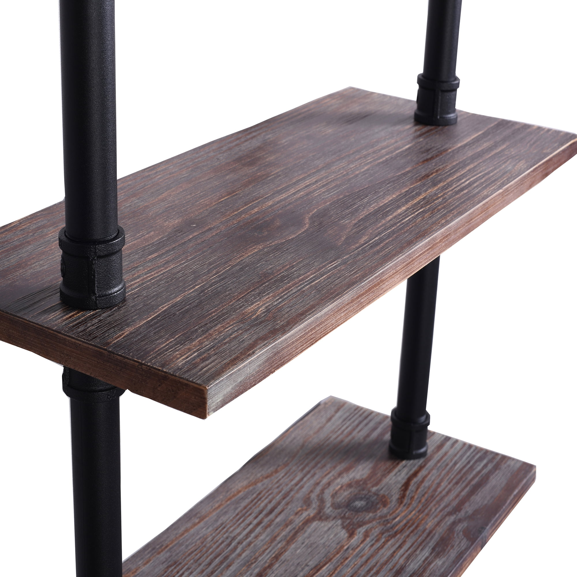 Emitt Tall Bookshelf Black Pipe Frame with Weathered Maple Shelves