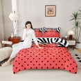 thumbnail image 4 of Homewish Kawaii Red Bow Knot Boy Girl 3 Pieces Queen Comforter Set,Polka Dots Ultra Soft Bedding Sets,Animal Zebra Print Bedding Comforter Set Breathable,Super Cozy Room Decor,Reversible, 4 of 8