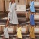 thumbnail image 3 of Womens Casual Tunic Maxi Dress Vintage Cotton Linen Long Sleeve Dress Plus Size, 3 of 8