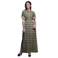 thumbnail image 1 of Bimba Rayon Gingham Check Ladies Long Gown Boho Beach Cocktail Party Maxi SlitDress-Small, 1 of 6