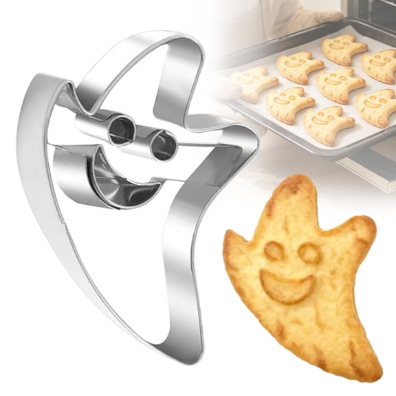 olkpmnmk Halloween Metal Cookie Cutters, Ghost Shaped Stainless Steel Baking Molds, Halloween Cookie Cutters for Halloween Party Treats, Cake Fondant DIY Decorations, Halloween Party Supplies