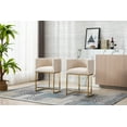 thumbnail image 2 of Guyou 24” Modern Linen Counter Barstool with Upholstered Bucket Kitchen Island Chair with Gold Metal Frame and Curved Back for Living Room and Dining Room, Beige, 2 of 13