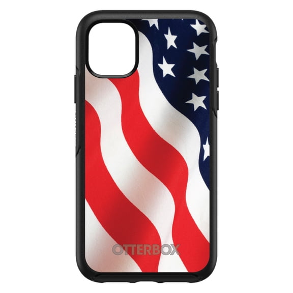 DistinctInk OtterBox Symmetry Custom Case for Apple iPhone 15 (6.1" Screen) - Show Your Love of the United States of America - Tempered Glass Back