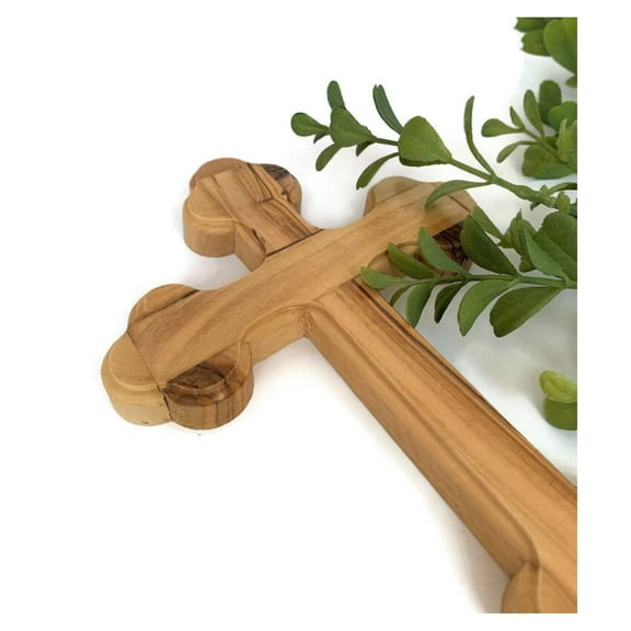 7 Inche Simple Wooden Wall Cross Gift, Olive Wood Cross Wall Hanging Crucifix Cross for Baptism and Confirmation Cross, Wooden Crosses Wall Décor Made in the Holy Land, Cross for Boys and Girls