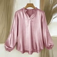 thumbnail image 6 of Homenesgenics Womens Tops Plus Size Spring Solid Color Party Gold Night Out Long Sleeve V-Neck Lace Collar Top Shirt Pink XXL, 6 of 9