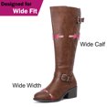 thumbnail image 4 of Love Steetly Women's Extra Wide Calf Knee High Boots, Vintage Faux Leather Double Buckle Block Heel Boots., 4 of 8
