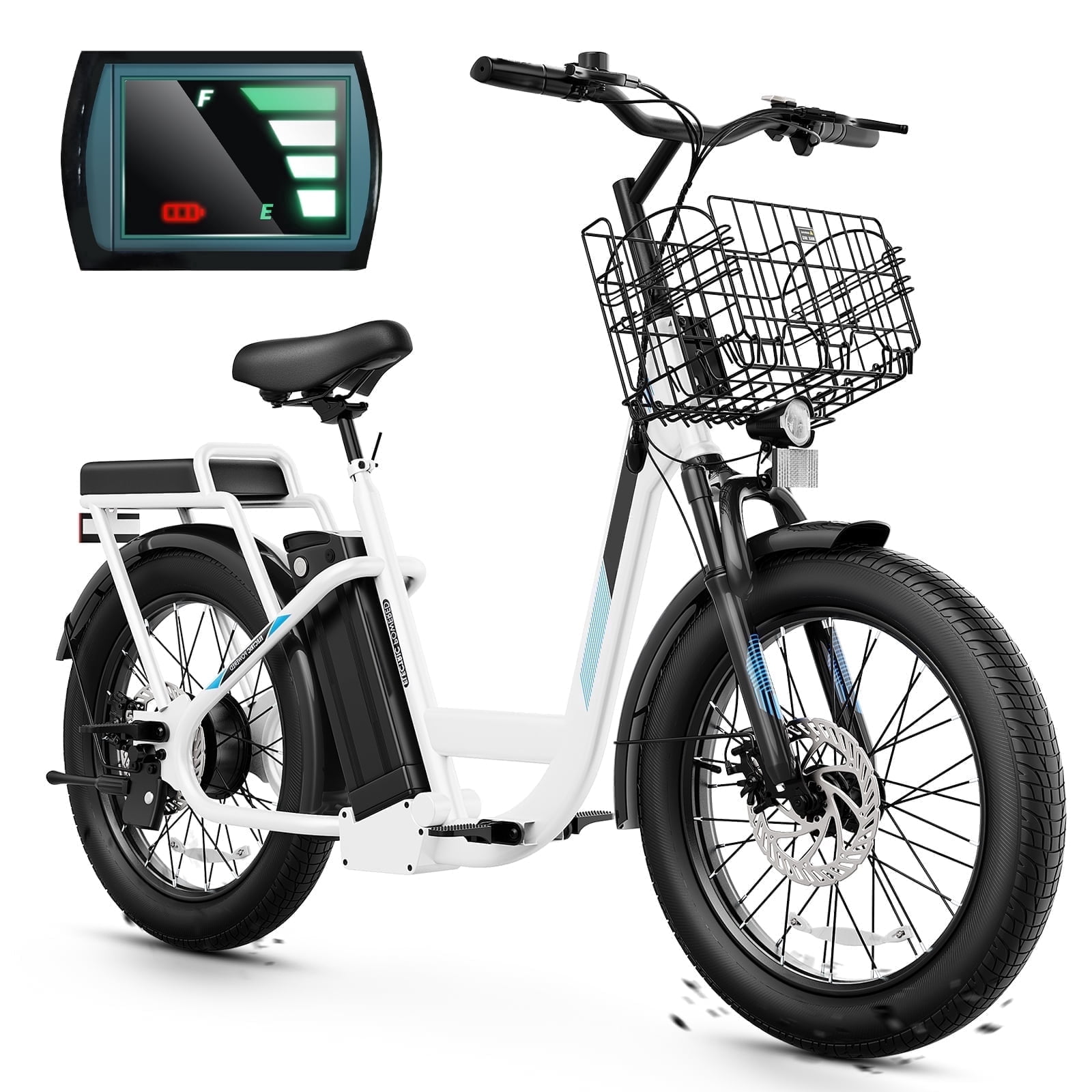 SANOPY Peak 560W Electric Scooter with Seat,20" Fat Tire Electric Scooter Adults 48V Removable Battery,Up to 15Miles & 20MPH,Adult Electric Scooter for Commuting with Basket&2 Seater