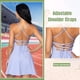 thumbnail image 4 of Vestido de entrenamiento para mujer con pantalones cortos incorporados, vestidos deportivos sin mangas para tenis de golf, azul claro, M, 4 of 6