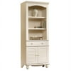 Sauder Harbor View Library Bookcase with Doors, Antiqued White Finish