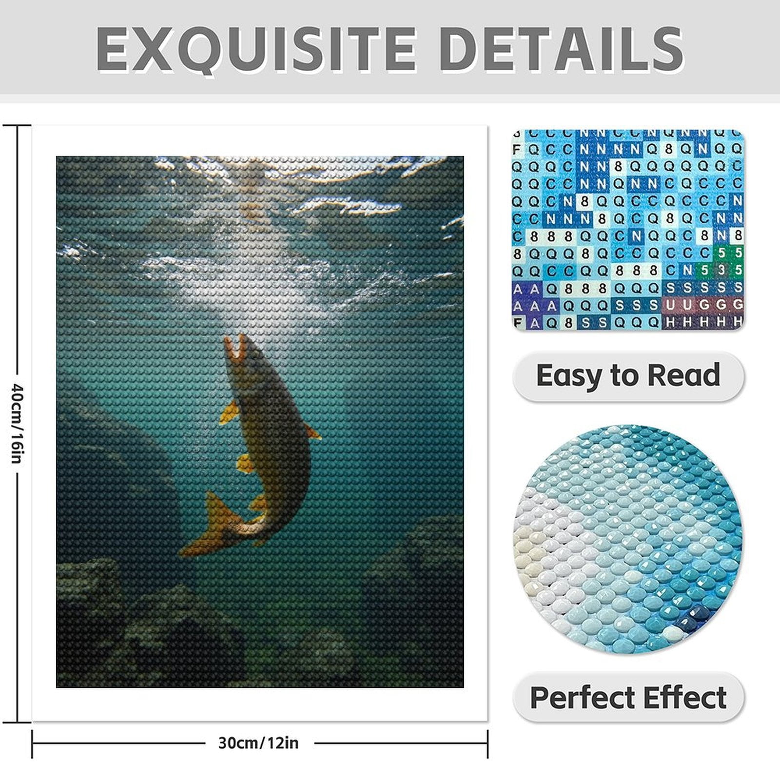 Diamond Art Kits for Adults - 5d Fish Underwater Bubbles Rocks Diamond Painting for Adults, Diamond Art for Adults Beginners, Diamond Painting Kits for Adults for Home Wall Decor