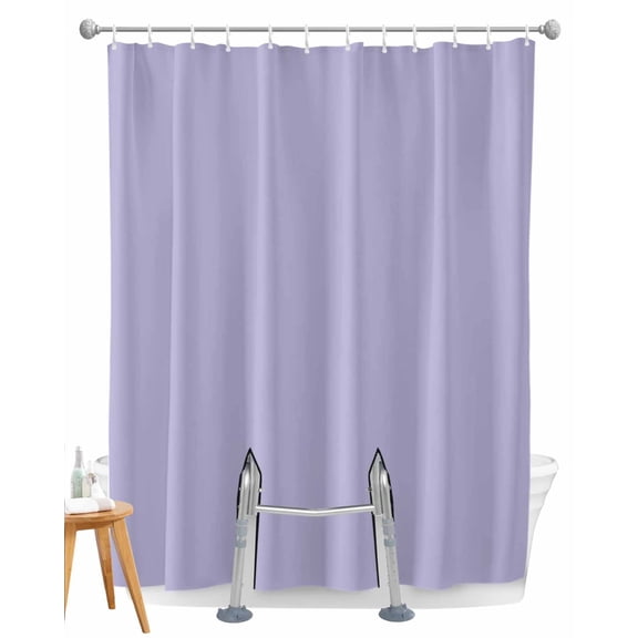 Split Shower Curtain for Transfer Bench, Pure Lavender Fabric Shower Curtains for Bathroom, Simple Solid Color Tub Sliding Transfer Bench Waterproof Bath Curtains 72"x96"