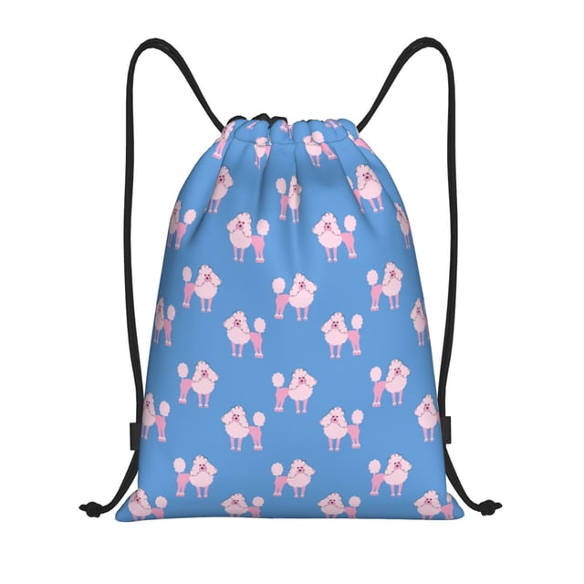 Lukts Cute Poodle Dog Pattern Drawstring Backpack Bag Sport Gym Sackpack,String Backpack Sport Bag Sack,Cinch Tote Gym Backpack-Small