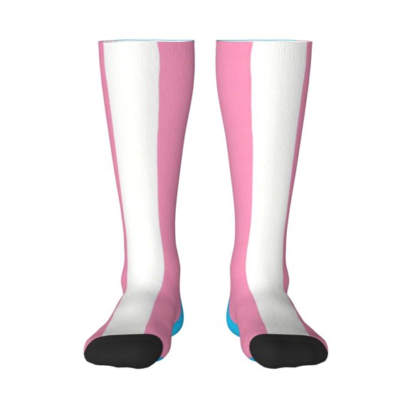Transgender Flag Knee High Socks for Women Long Leg Warmers Socks