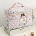 thumbnail image 3 of Bolsa de maquillaje AMULOKRU acolchada de gran capacidad con estampado floral, 3 of 7