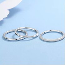 K-KED 1pcs Pure Platinum 950 Ring Fine Pt950 Women Thin Band Polish Surface US 6.5-Matte Surface-1.5-1.6g