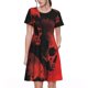 thumbnail image 1 of Easygdp Red And Black Abstract Skull para Vestido Transpirable de Mujer, Vestido Suelto de Manga Corta con Pliegues y Bolsillos para el Verano, 1 of 6