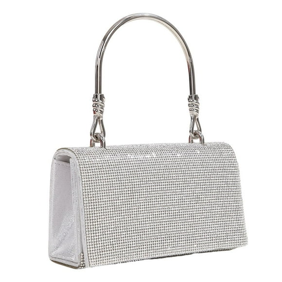 Rhinestone Clutch Purse Large Capacity Bling Purses for Parties (Silver)