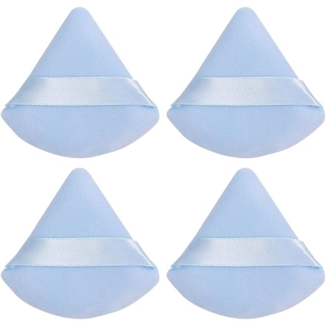 4 Pcs Triangle Powder Puff Face Makeup Sponge,Loose Powder Body Powder, Cosmetic Foundation Sponge Velour Setting Powder Puff Wet Dry Beauty Makeup Tool (G, One Size)