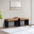 thumbnail image 3 of Meridian Furniture Delphine Cognac Vegan Leather Upholstered Bench, 3 of 8
