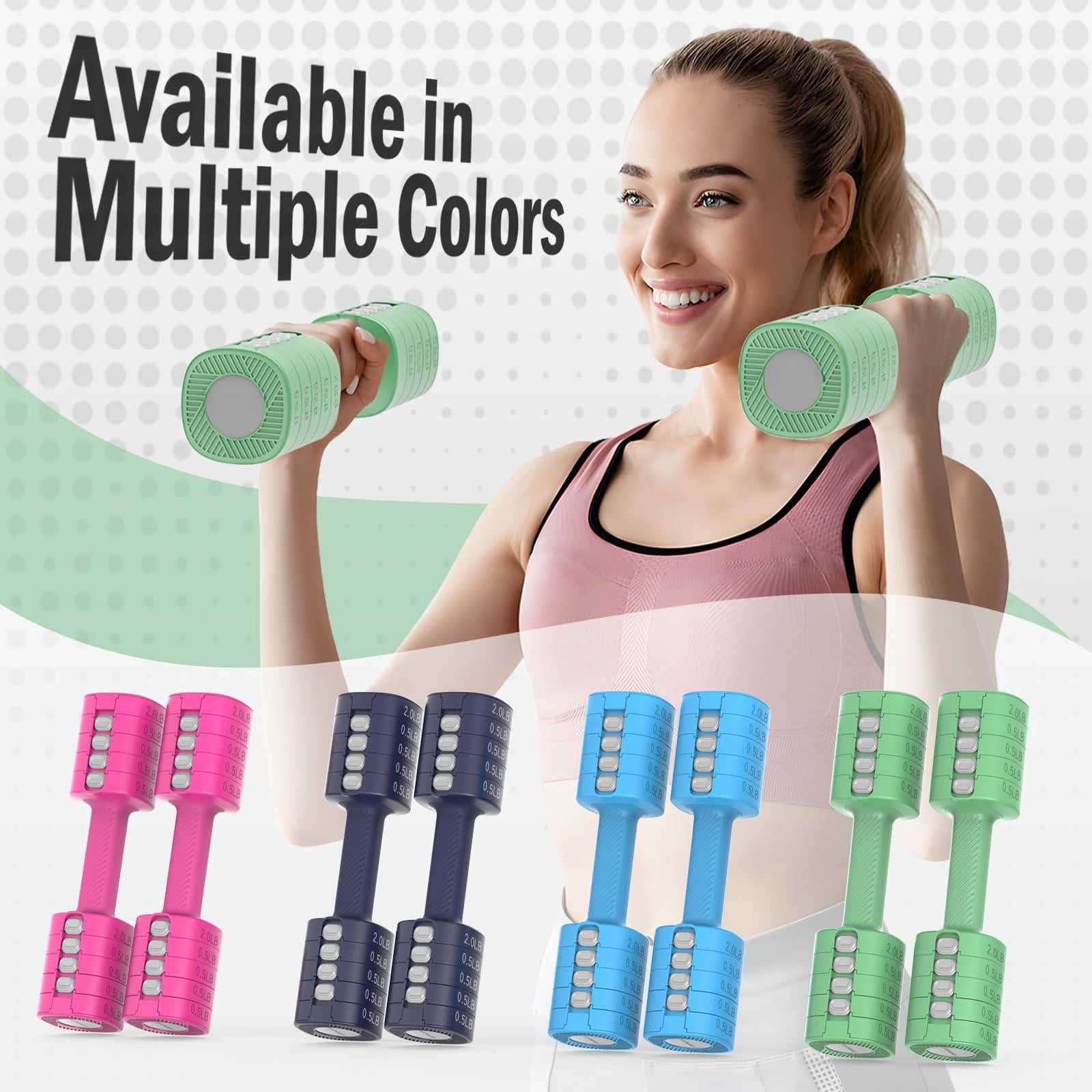 Adjustable Weight Dumbbells Set Of 2  8 In 1 Hand Weights For Women 2lb/3lb/4lb/5lb/6lb Dumbbell 12 Lbs/pair Home Office Gym Workout