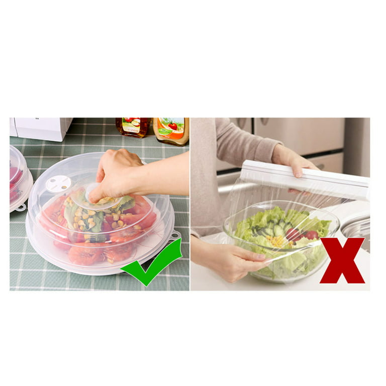 WENWELL Microwave Splatter Cover & Tray Fully Protect Food  Splashes,Receiving Water Steam Preventing food From Drying out,Dish Bowl  Plate Serving Lid