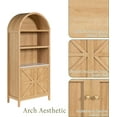 thumbnail image 6 of 71” Farmhouse Arched Cabinet, 2-Tier Arched Bookshelf Storage Display Cabinet with 2 Doors, Kitchen Pantry Tall Bookshelf for Kitchen, Living Room (Natural), 6 of 7