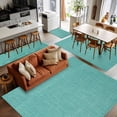 thumbnail image 5 of Teal Area Rugs 2.7x5 for Living Room, Farmhouse Burlap Solid Green Color Modern Linen Texture Non Slip Washable Rug Runner, Low Pile Indoor Floor Carpet Mat Bathroom Rugs for Bedroom, Kids Room, 5 of 9