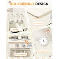 thumbnail image 5 of Pirecart Wooden Kids Play Kitchen, Toddler Kitchen Playset with Simulated Gas Tray, Clicking Knobs, Sink, Faucet, 6 Pcs Cookware and Storage Space, Cream, 5 of 7