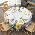 thumbnail image 4 of Round Tablecloths Spring Purple Flower Table Cloth Waterproof Fabric Spill-Proof Wrinkle Free Soft Table Covers for Dining Kitchen Parties Wipeable Tabletop Cover 60x60 Inch, 4 of 6