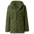thumbnail image 2 of Daeful Coat Long Sleeve Jacket Plain Outwear Ladies Plush Cardigan Solid Color Overcoats Army Green M, 2 of 5