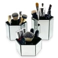 thumbnail image 3 of OnDisplay Tressa Set of 3 Hexagon Mirrored Trays for Makeup/Cosmetics, Brushes, Office, Jewelry and Accessories (Silver), 3 of 5