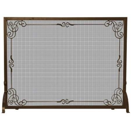 1615 Sb - Single Panel Bronze Finish Screen with Decorative Scroll
