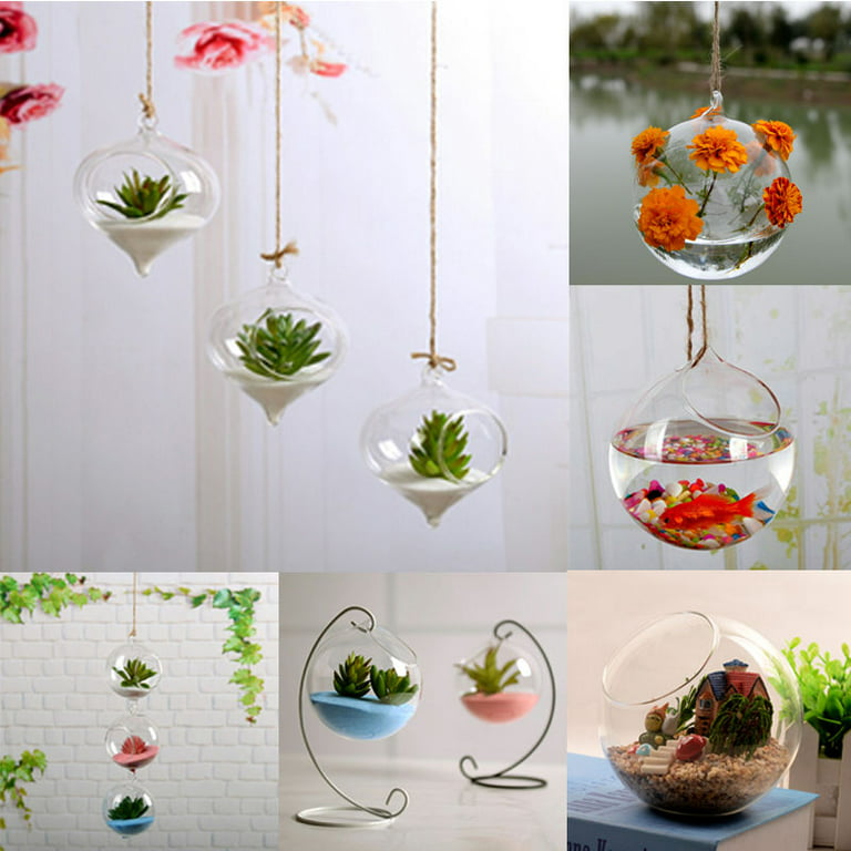 Clear Ball Hanging Flower Vase Planter Vase Terrarium Container Glass  Bottle<