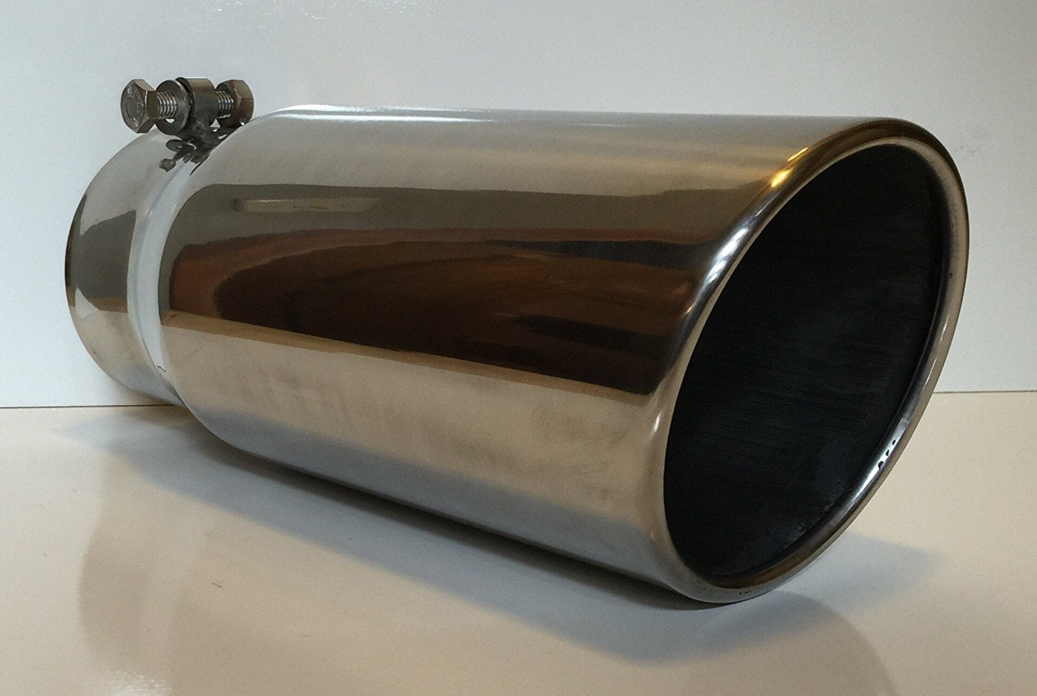4" Inlet x 5" Oulet x 12" Long Rolled Edge Polished Stainless Diesel
