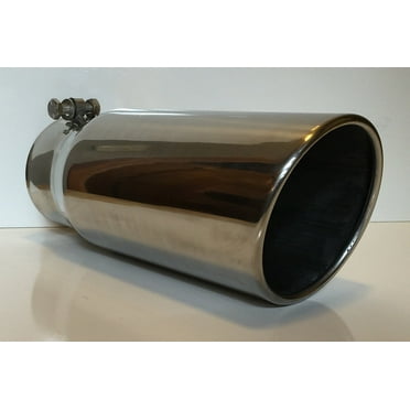 4" Inlet x 5" Oulet x 12" Long Rolled Edge Polished Stainless Diesel Exhaust Tail Pipe Tip (Bolt On)