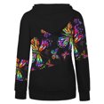 thumbnail image 4 of MPWEGNP Sweat à Capuche pour Femmes, Imprimé Patchwork, Manches Longues, Blouse Décontractée, Design Graphique, Noir, 4 of 5