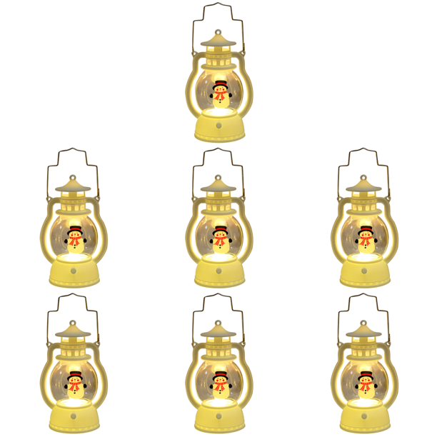 Farol colgante decorativo navideño con asa (muñeco de nieve)