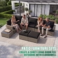 thumbnail image 4 of Clouddwell 9 Piece Outdoor Sectional Set with Swivel Rocker Chairs of 2, Wicker Rattan Patio Conversation Sets, Black, 4 of 6