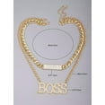 thumbnail image 3 of EOEMY 2Pcs Rhinestone Boss Word Decor Necklace Creative Necklace For Women Fashion-Default, 3 of 6