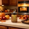 thumbnail image 6 of Colored Vintage Glass Jar,Embossed Kitchen Canister with Pumpkin Knob Lid for Sugar,Coffee,Candy,Grain Storage,Textured Glass Airtight Food Storage Container,Yellow, 6 of 7