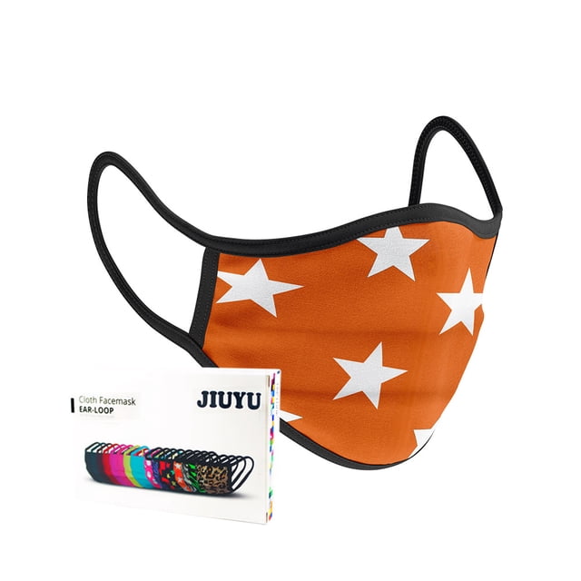Cubrebocas De Tela Jiuyu Colores Naranja Estrellas