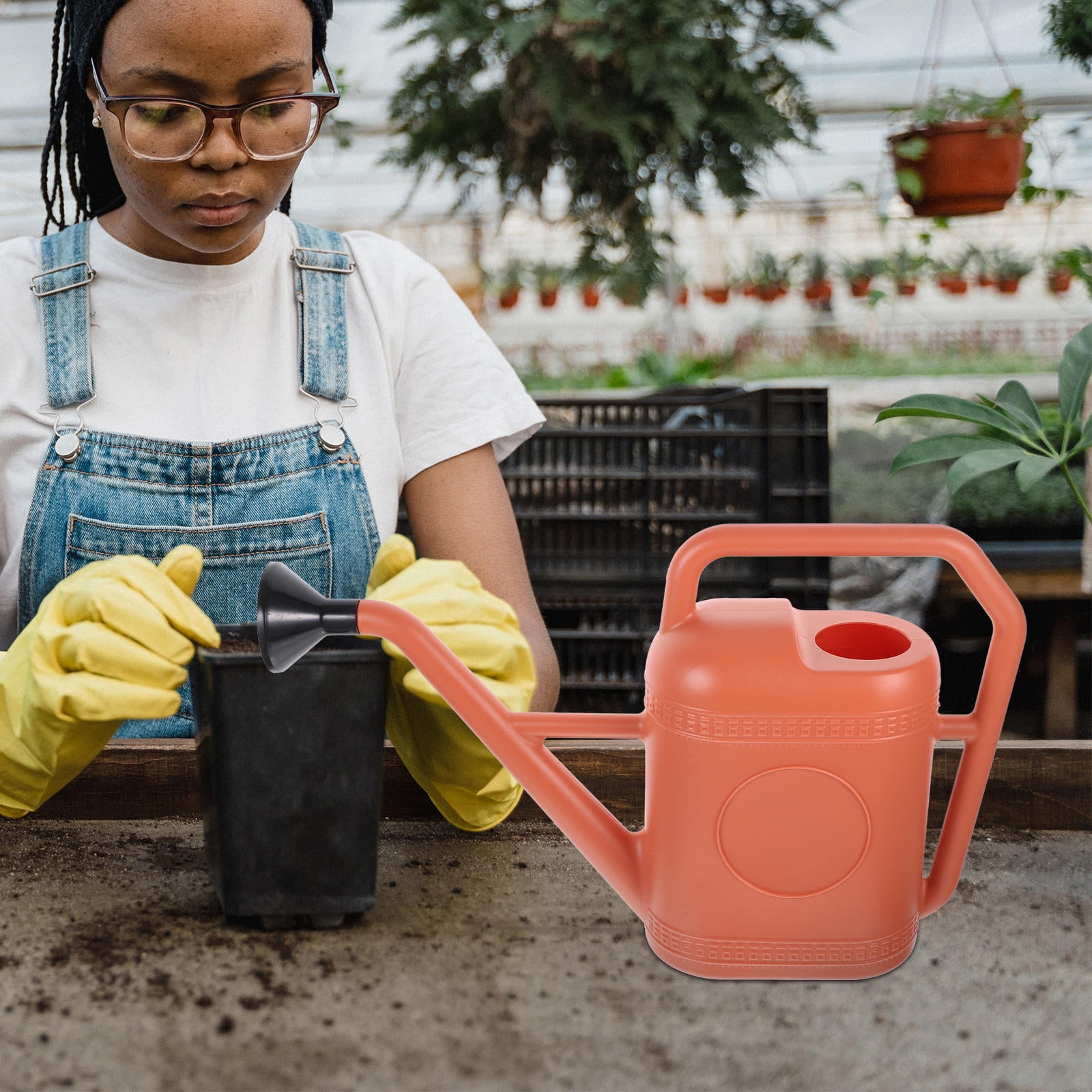 OUNONA Dark Red Watering Can with Ergonomic Handle and Efficient Sprinkler for Indoor and Outdoor Gardening Plants