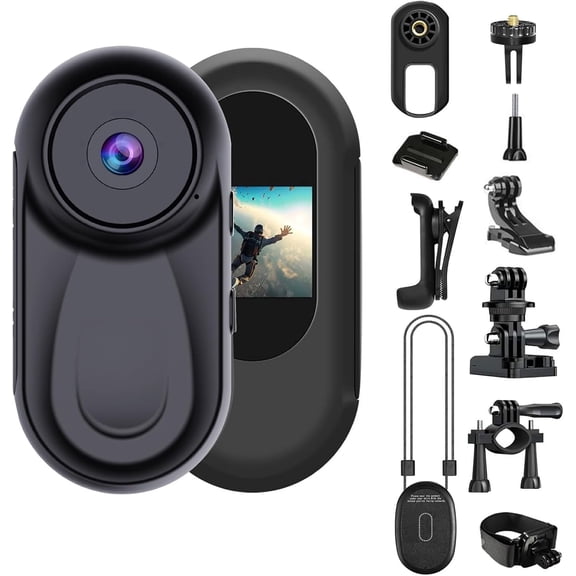 B-Qtech Mini Action Camera 1080P Wearable Video Recorder with 360° Clip, Thumb-Sized Body Cam, One-Click Recording,  Ideal for Travel, Pets & Outdoor Adventures (Black)