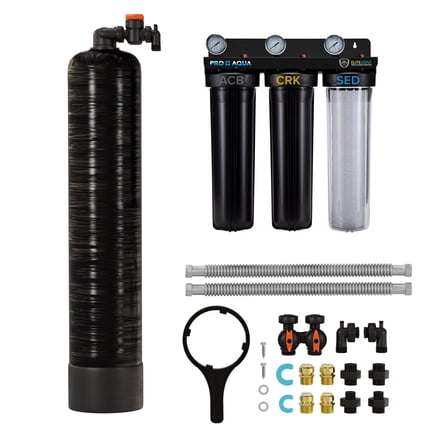 Whole House Salt-Free Water Softener Conditioner with ELITE 3-stage heavy metal odor filtration system, High Flow 20 GPM