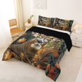 thumbnail image 2 of Castle Fairy Wildlife Autumn Deer King Size Comforter Sets 3pcs,Maple Twig Woodland Comforters King Size,Ochre Brown Black,Black Reversible,1 Comforter and 2 Pillowcases, 2 of 6