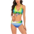 thumbnail image 2 of Traje de baño dividido para mujer con tirantes minimalistas con estampado de bikini multicolor elegante para mujer OAVQHLG3B Store  lin121212, 2 of 4