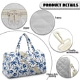 thumbnail image 6 of Garronmavis Large Quilted Duffle Bag for Women, Blue Palm Tree Floral Print Bag Weekender Overnight Bag Travel Gym Dance Bag with Zipper Pockets, 6 of 7